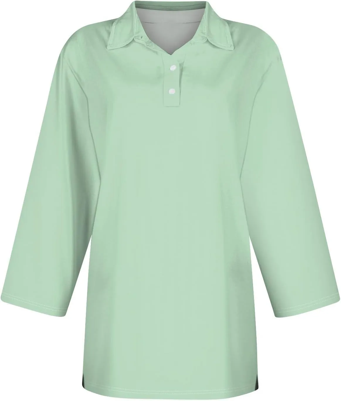 3/4 Sleeve Work Polo Shirts for Women 2024 Fall V-Neck Button-Down Pullover Top Casual Slim Fit Athletic Golf T Shirt