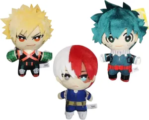 3PCS Anime MHA Plush Keyring Dolls, Midoriya Izuku/Todoroki Cosplay Figure Plush Toys, Cute Plush Stuffed Doll Pillow