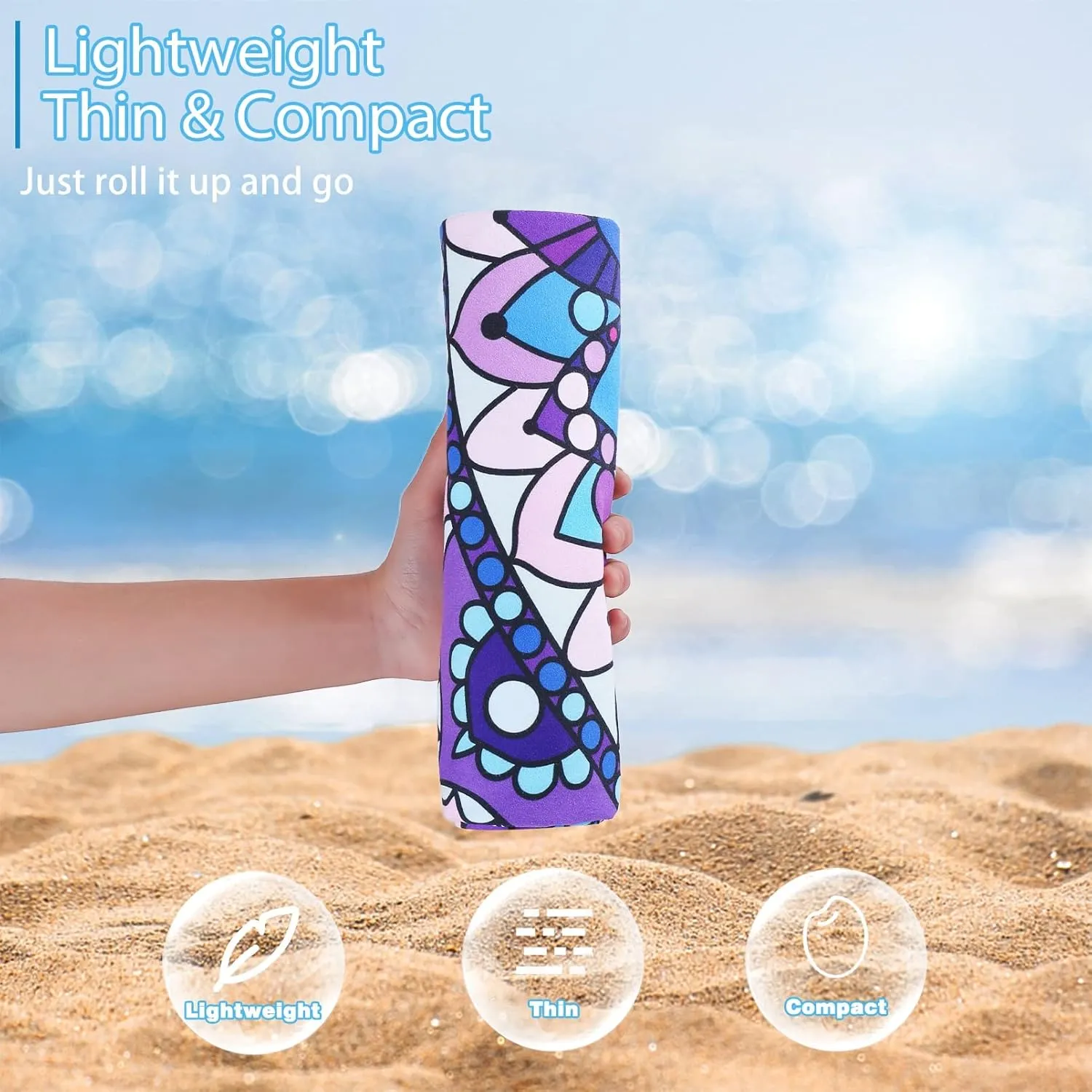 4 Pack Microfiber Thin Lightweight Beach Towel Oversized 71x32 Extra Large Sand Free Towels for Travel Swim Pool Yoga Gym Camping for Adults Women Men Beach Essentials Accessories Vacation Gift