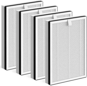 4 Pcs/ 2 Sets HEPA/Carbon Replacement Filter for NuWave OxyPure Portable Air Cleaner Purifier 47401 47402 47404 for Large Room up to 1361 Sq Ft with Double-Sided Air Intake, Part # H5P3