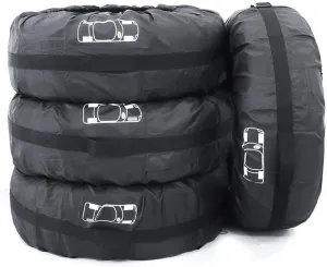4 Pcs Tire Cover 80cm/31in Diameter Foldable Spare Waterproof Tire Covers with 4 Pcs Wheel Felts Protection Covers Storage Tote Bags Wheel Cover for Car Off Road Truck