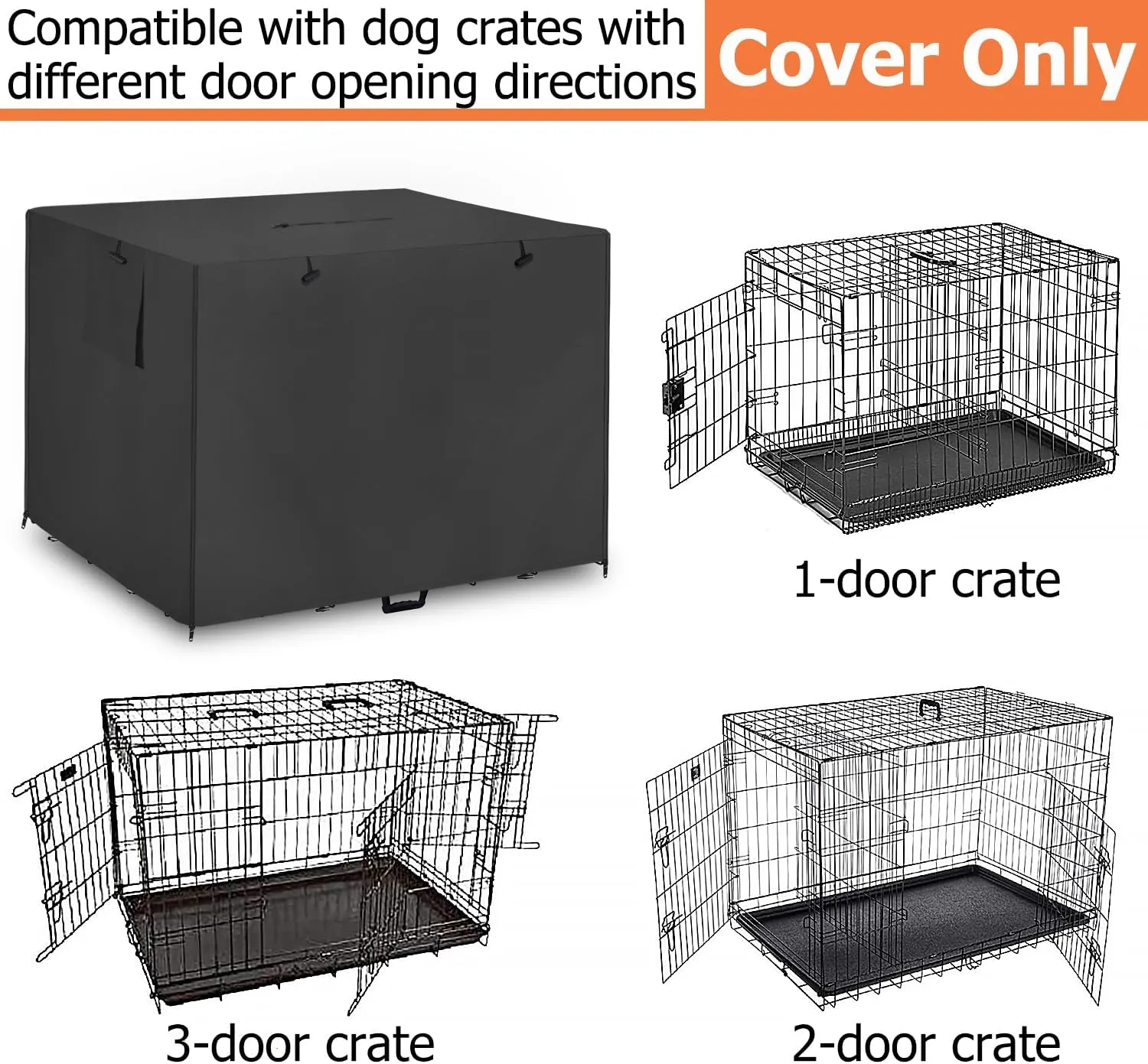 48Inch Wire Dog Crate Cover,Durable Windproof Privacy Polyester Pet Kennel Covers,Breathable Blackout Cover for 1/2/3 Door Dog Cage. (48" L x 30" W x 33" H,Black)