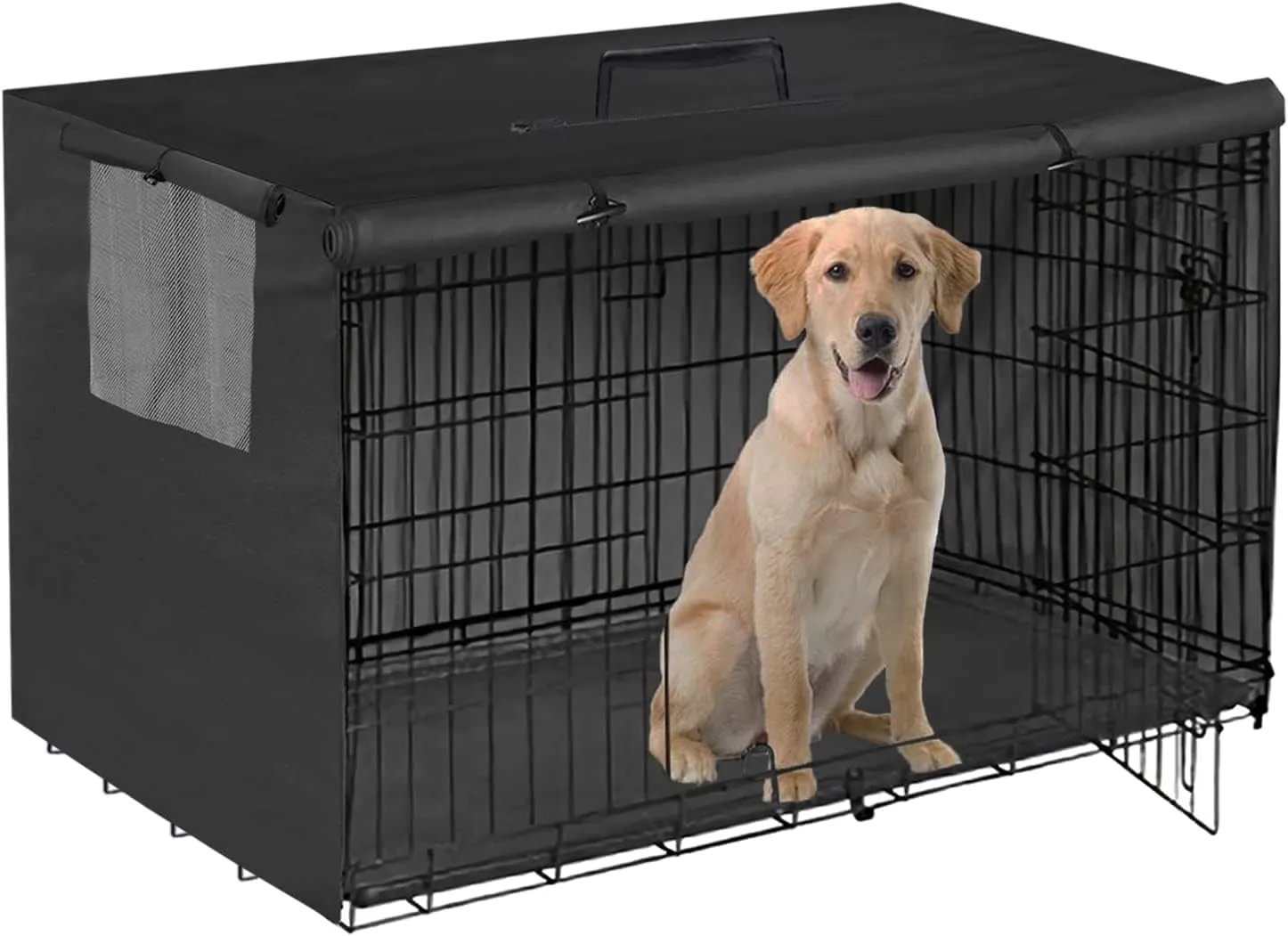 48Inch Wire Dog Crate Cover,Durable Windproof Privacy Polyester Pet Kennel Covers,Breathable Blackout Cover for 1/2/3 Door Dog Cage. (48" L x 30" W x 33" H,Black)