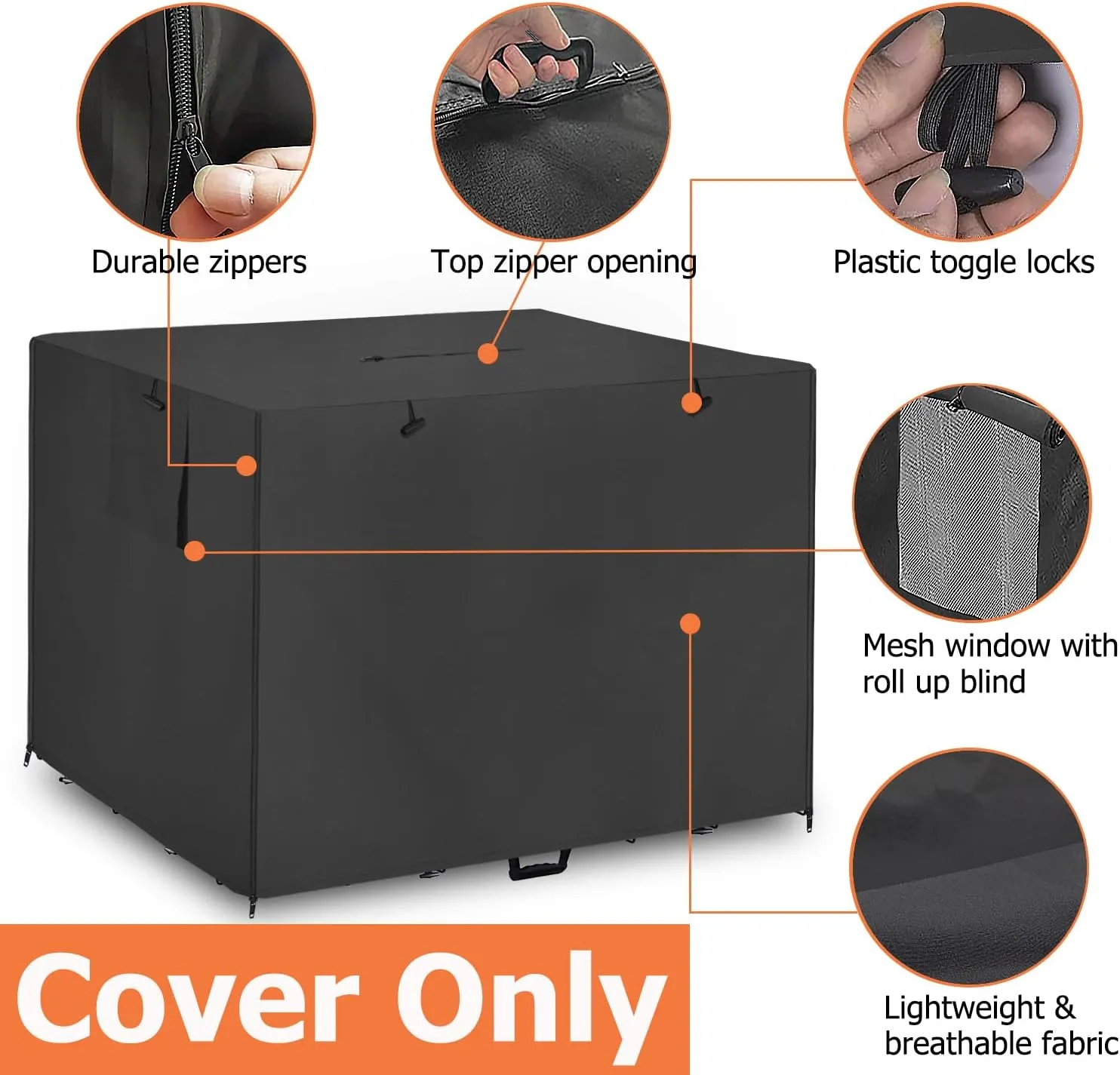 48Inch Wire Dog Crate Cover,Durable Windproof Privacy Polyester Pet Kennel Covers,Breathable Blackout Cover for 1/2/3 Door Dog Cage. (48" L x 30" W x 33" H,Black)