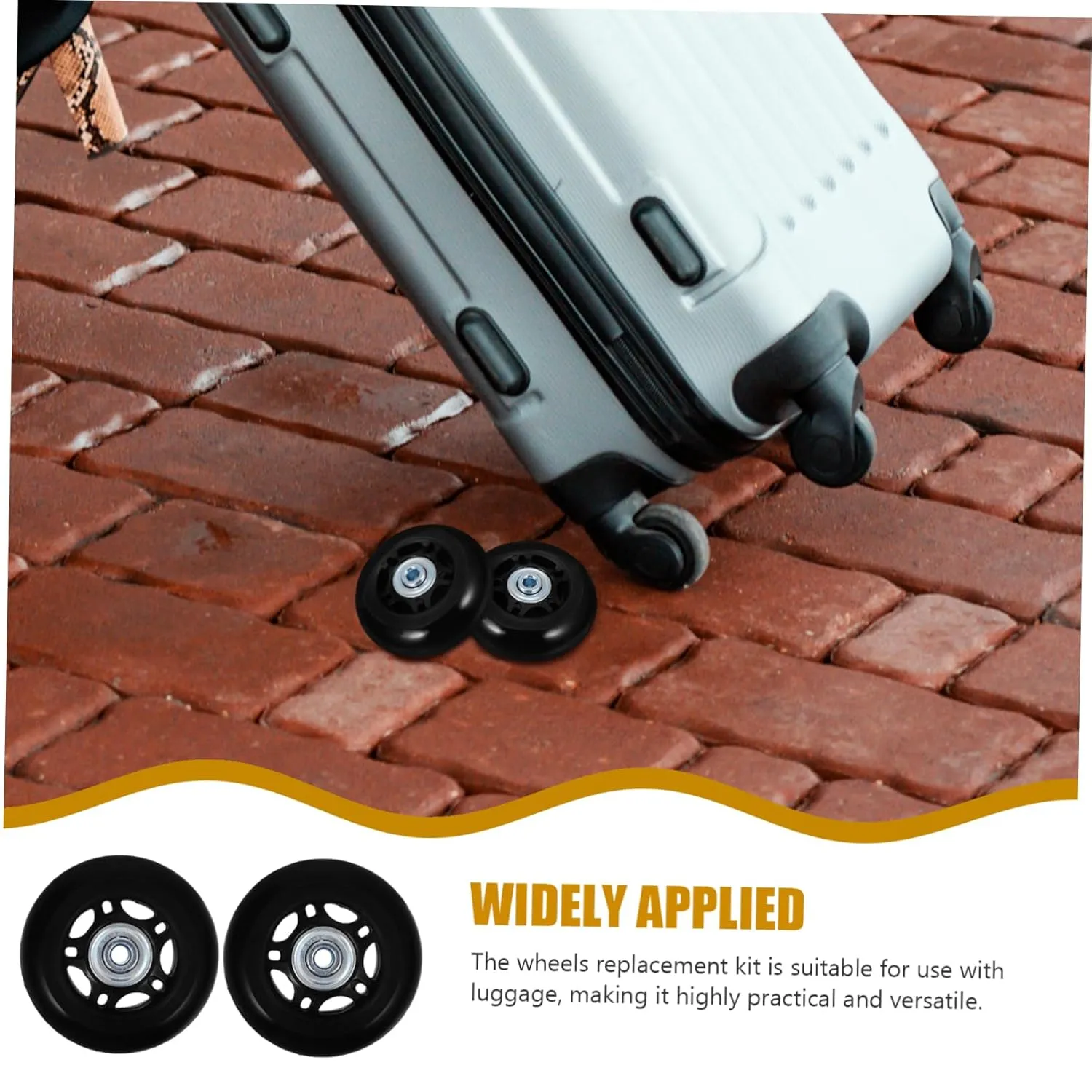 4sets Travel Suitcase Wheel Replacement Universal Luggage Wheel Kit Rubber Aluminum Caster Wheels Easy to Fit and Replace for Suitcases 2pcs*4