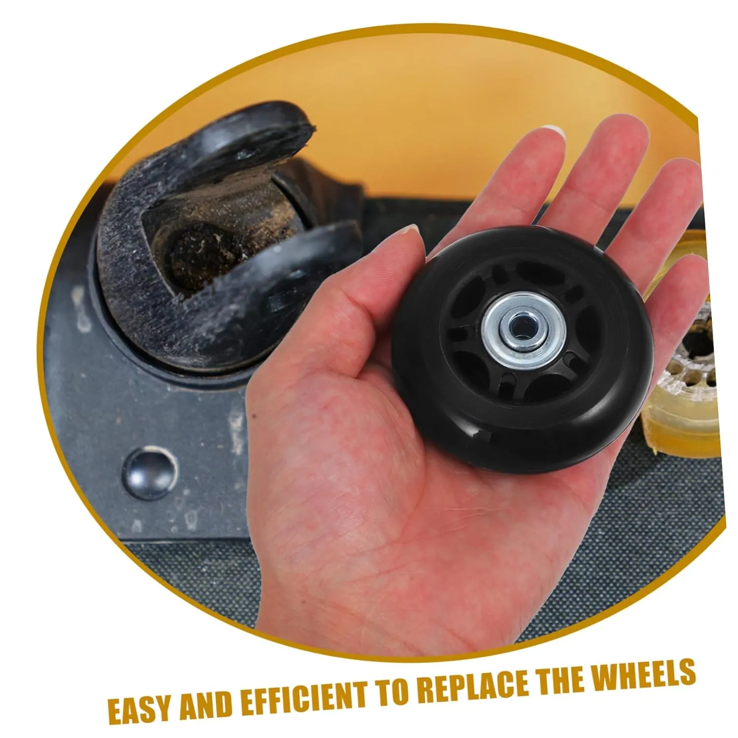 4sets Travel Suitcase Wheel Replacement Universal Luggage Wheel Kit Rubber Aluminum Caster Wheels Easy to Fit and Replace for Suitcases 2pcs*4