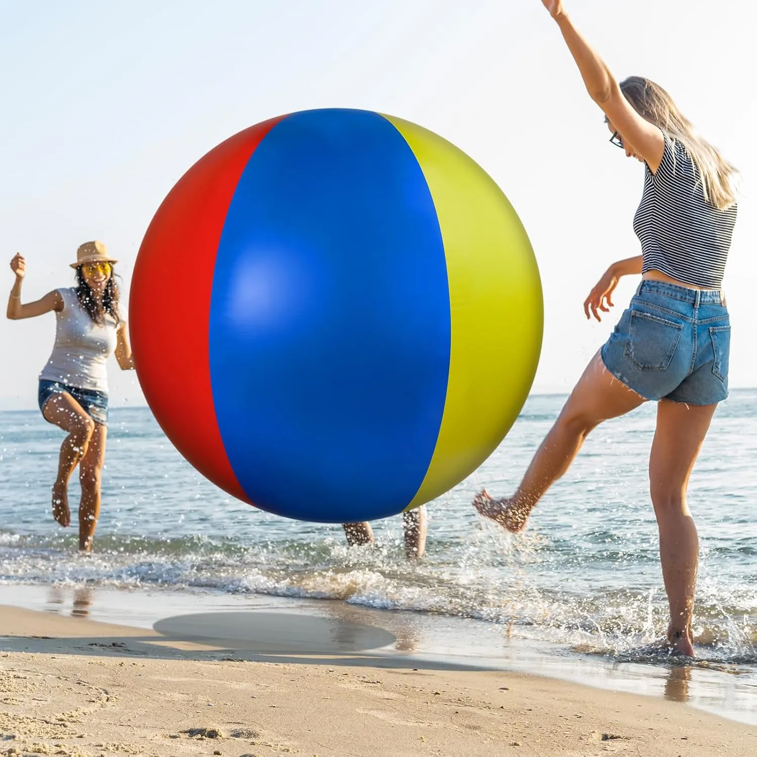 5 ft or 5.9 ft Giant Inflatable Beach Ball Jumbo Rainbow Ball Extra Large Inflatable Toys for Pool Summer Beach Pool Event Party Massive Games