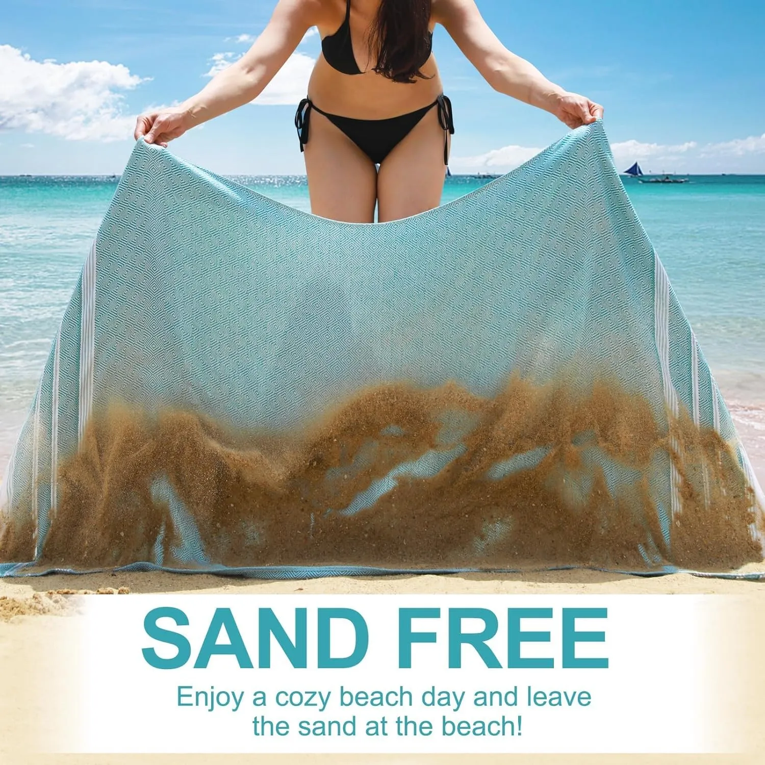 6 Packs Oversized Turkish Beach Towels Set Bulk 74"x38" Extra Large Sand Free Quick Dry Absorbent Swim Bath Camping Pool Towel Travel Blanket Adult Essentials Cruise Accessories Vacation Stuff