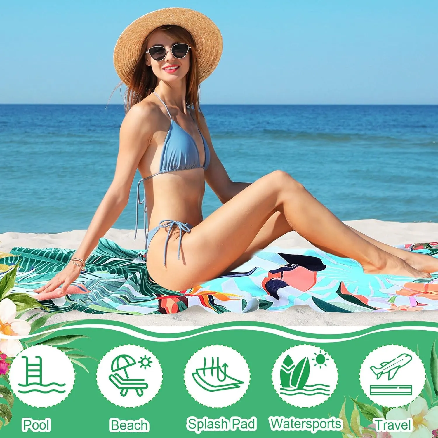 6 Pcs 72 x 36 Microfiber Oversized Beach Towels Large Absorbent Thin Compact Lightweight Sand Free Quick Dry Towels Pack for Travel Pool Yoga Gym Sports Beach Accessories(Hawaii)