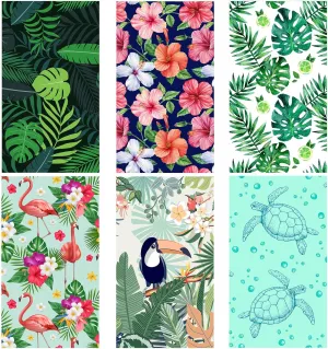 6 Pcs 72 x 36 Microfiber Oversized Beach Towels Large Absorbent Thin Compact Lightweight Sand Free Quick Dry Towels Pack for Travel Pool Yoga Gym Sports Beach Accessories(Hawaii)