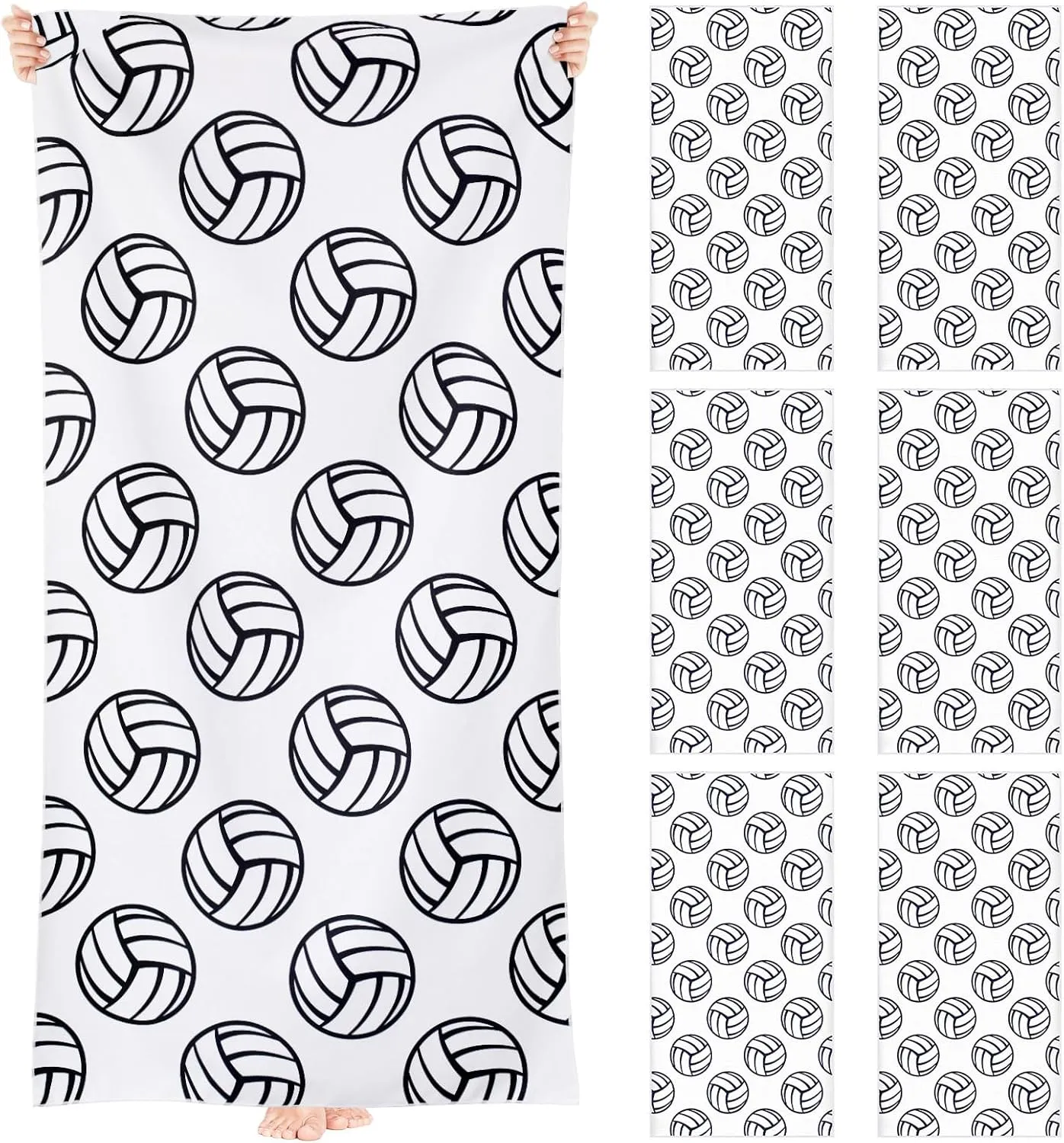 6 Pcs Volleyball Beach Towels Volleyball Team Gifts Oversized Beach Towel Quick Drying Sports Towel for Volleyball Theme Party Volleyball Sports Club Team Supplies, 35 x 70 Inch