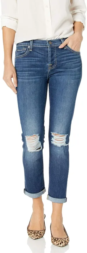 7 For All Mankind Women's Destroyed Josefina Boyfriend Mid Rise Jeans