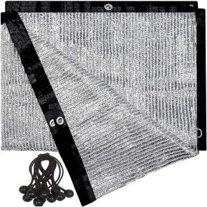 70% Aluminum Shade Cloth 6.5 FT x 10 FT，Silver Tarps Fabric Privacy Screen Pet Shade Car Cover Patio Garden Pergola Cover Canopy with Grommets and Ball Bungee, Aluminum Foil Shade Net