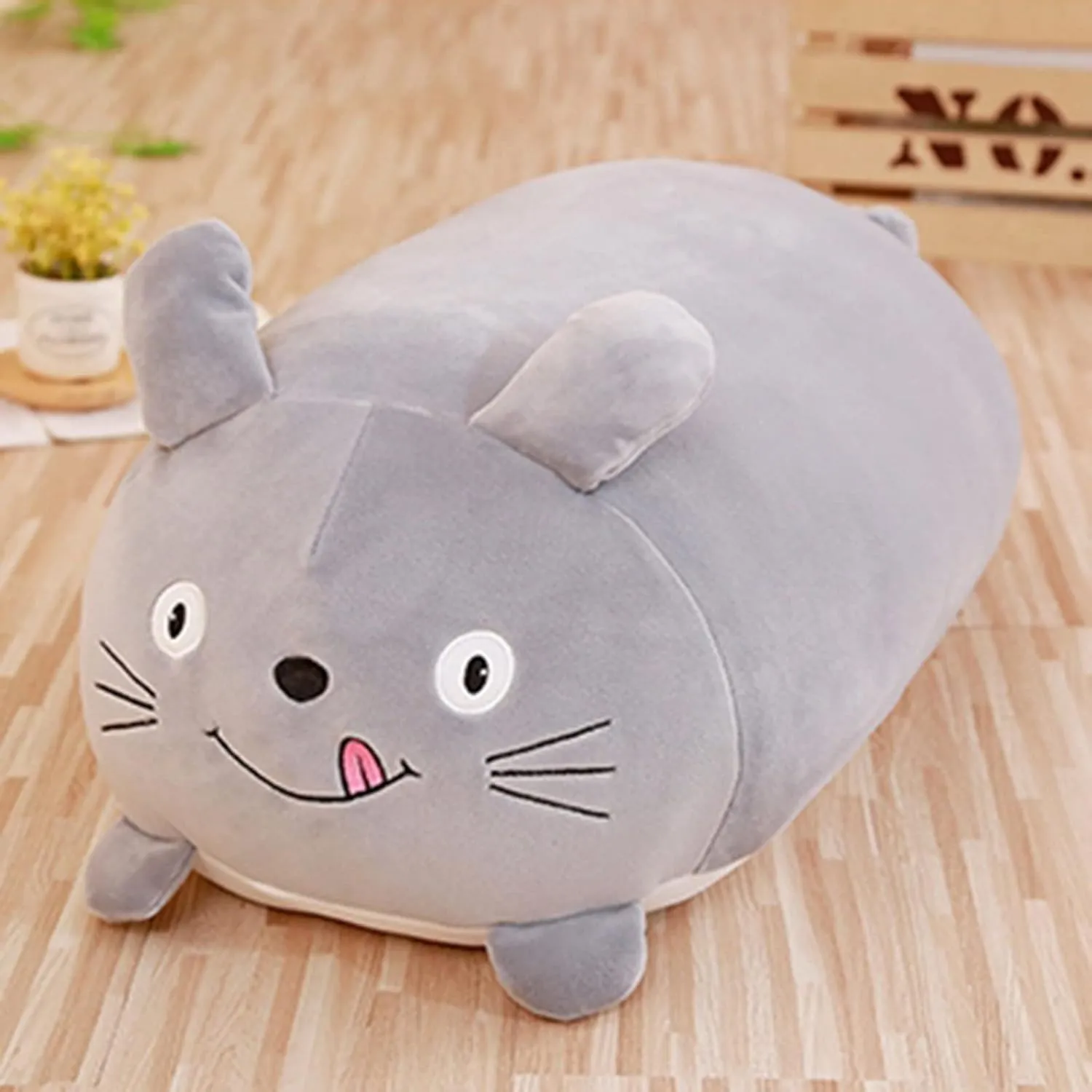 8 Inch Long Plush Grey Bunny Stuffed Animal Grey Rabbit Hugging Pillow Cuddly Rabbit Bunny Pillow Plushies Toy Home Decor Bunny Huggable Anime Gifts for Kids and Lovers