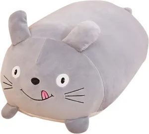 8 Inch Long Plush Grey Bunny Stuffed Animal Grey Rabbit Hugging Pillow Cuddly Rabbit Bunny Pillow Plushies Toy Home Decor Bunny Huggable Anime Gifts for Kids and Lovers