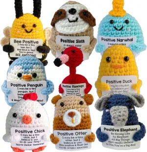 9 Pack Positive Crochet Animals, Mini Emotional Support Plush, Graduation Thank You Appreciation Gifts in Bulk for Teacher Coworkers Employee Staff, Home Office Desk Decor