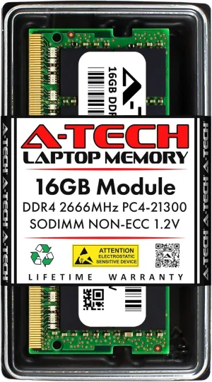 A-Tech 16GB RAM for Clevo P641Hxx, P750DM, P751DM, P770DM, P771DM, P870TM1-G | DDR4 2666MHz PC4-21300 SODIMM Non-ECC Memory Upgrade