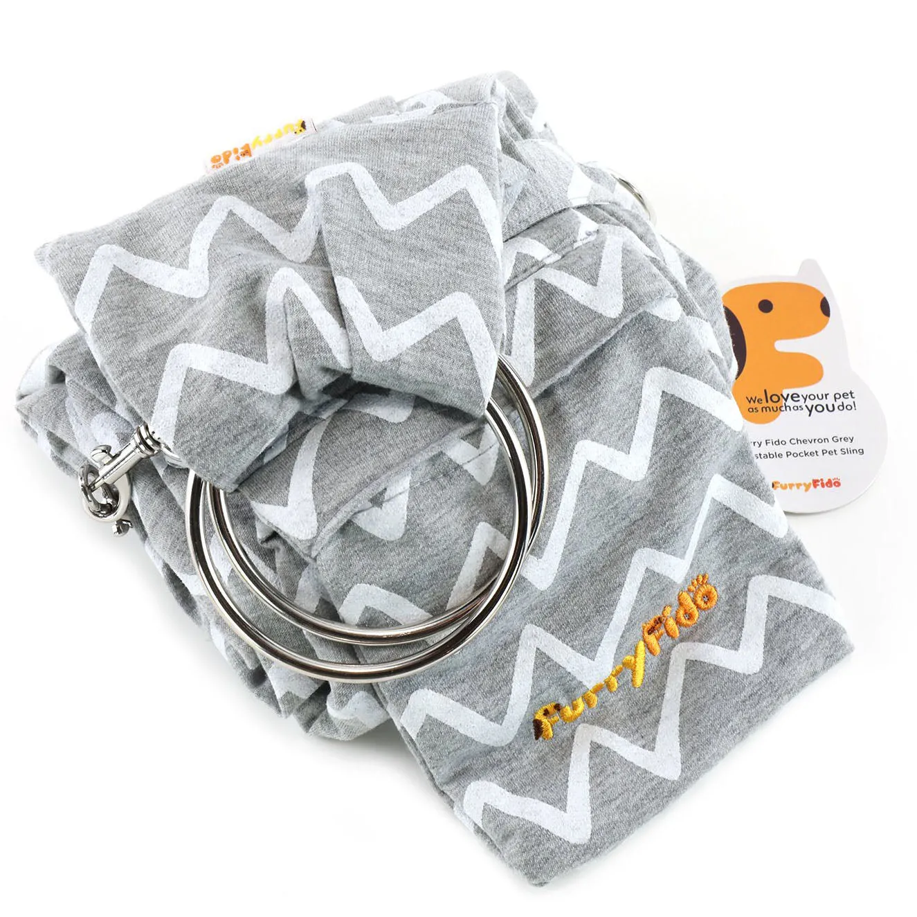 Adjustable Pocket Pet Sling: Chevron Grey