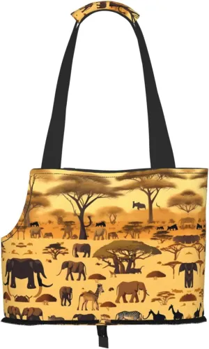 African Grassland Animals Printed Pet Shoulder Bag, Specially Designed for Small Dogs and Cats, Multifunctional Shoulder and Handbag