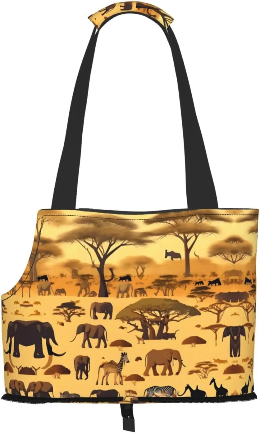 African Grassland Animals Printed Pet Shoulder Bag, Specially Designed for Small Dogs and Cats, Multifunctional Shoulder and Handbag