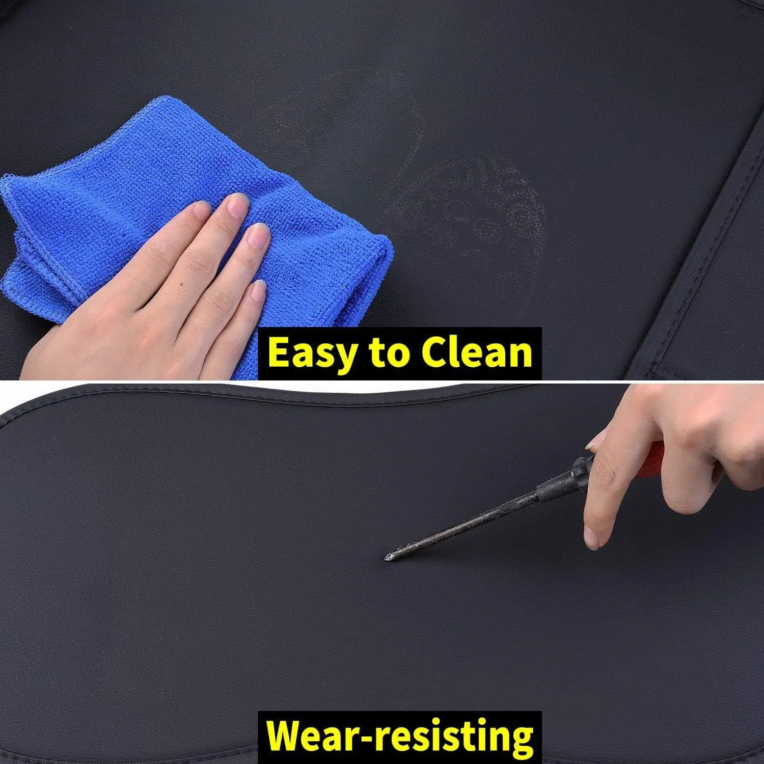Aierxuan Rear Back Seat Covers Waterproof Leather Universal Fit Compatible with Honda Toyota Ford Kia Hyundai Jeep VW Audi Benz Chevy Nissan, Split Bench 60/40 or 50/50 (Rear Seat/Black)