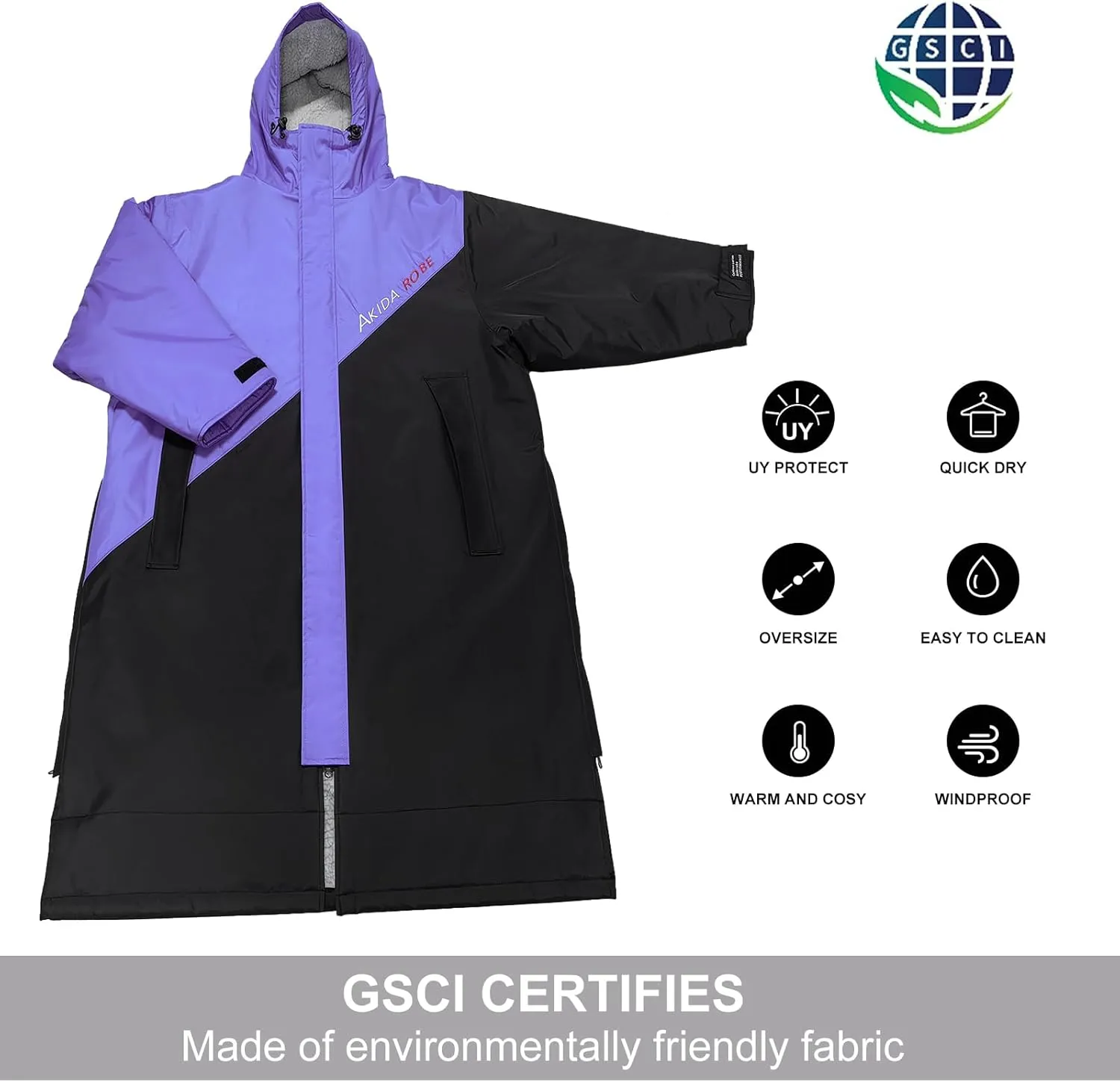 Akida Adult Oversized Changing Robe/Swim Parka,Waterproof Surf Poncho Warm Jacket,Quick Dry Wetsuit Changing Towel.
