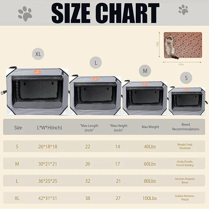 AlfaTok - Portable Foldable Pet Dog Puppy Cat Soft Dog Cat Crate