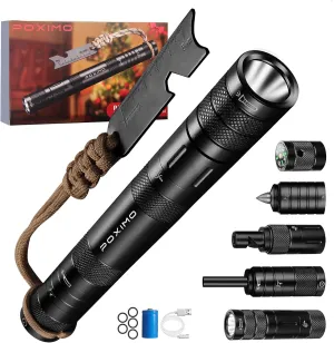 All-in-1 Multitool kits, Camping Survival Multi tool Flashlight Fire Starter Whistle Compass Window Breaker 9 In 1 EDC Gadgets for campers, Hiker, Surviver and Great Gifts for Men