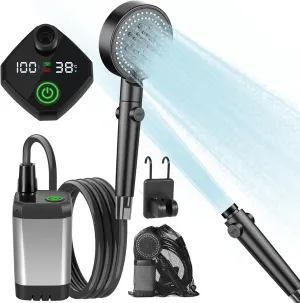 AlpsWolf Portable Shower for Camping, 6000mAh Rechargeable Camping Shower with Digital Power & Temperature Display, Portable Shower for Camping, Beach, Hiking, Outdoor Travelling, Pet Cleaning