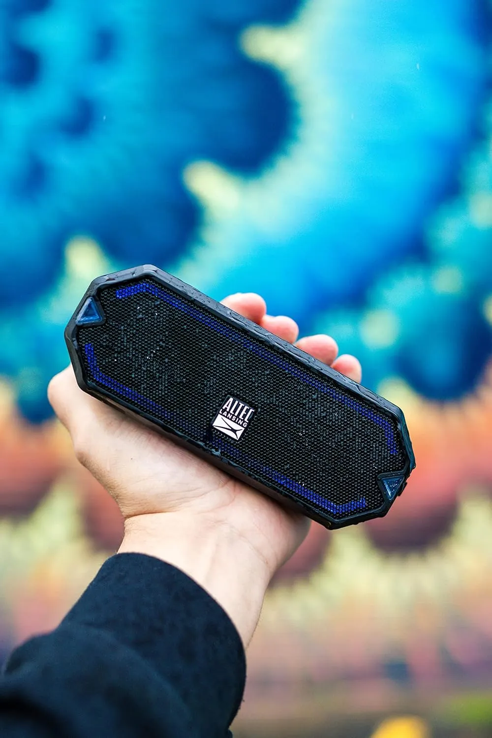 Altec Lansing - HydraBlast Wireless Portable Bluetooth Speaker, IP67 Waterproof for Parties, USB C Rechargeable Outdoor Speakers with Built in Phone Charger and LED Lights, 20 Hour Playtime
