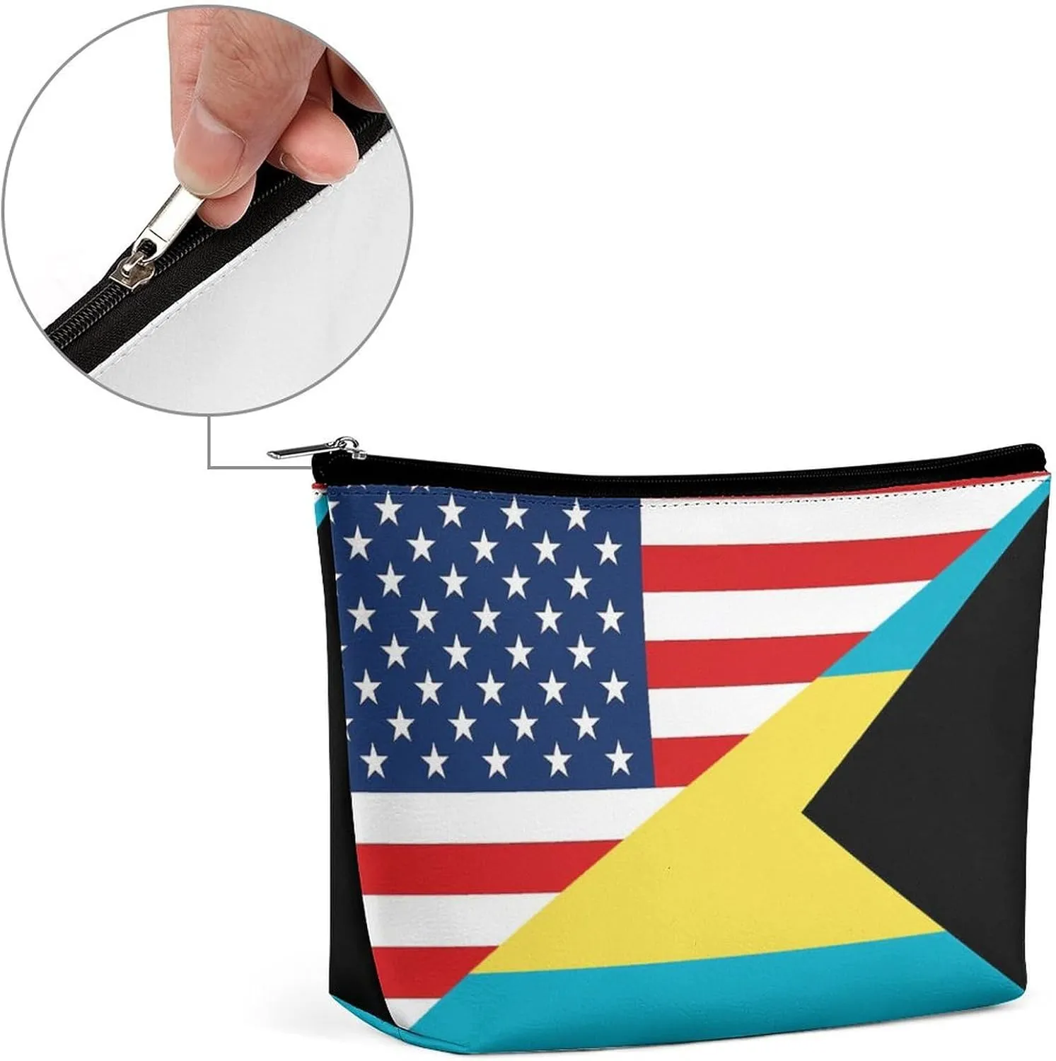 America Bahamas Flag Cosmetic Bag Travel Portable Makeup Bag Large Capacity Toiletry Bag Women Storage Bags-3