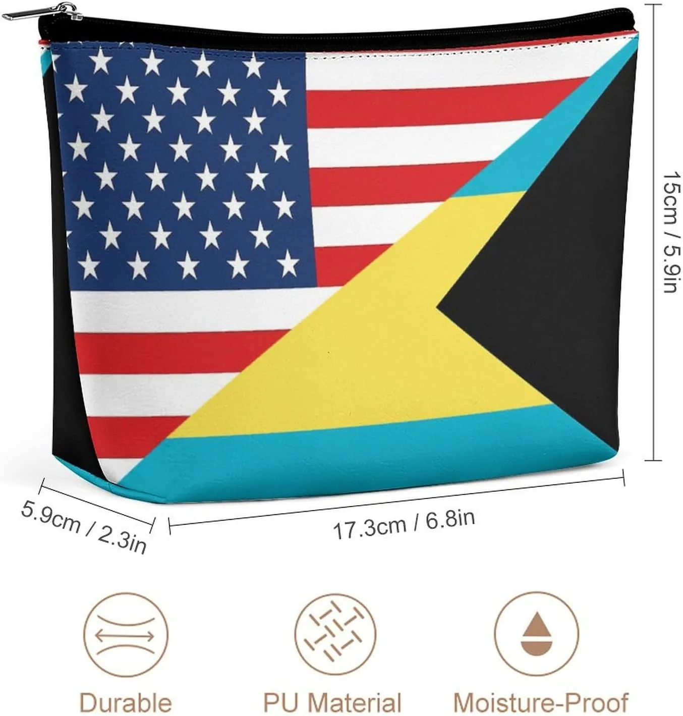 America Bahamas Flag Cosmetic Bag Travel Portable Makeup Bag Large Capacity Toiletry Bag Women Storage Bags-3