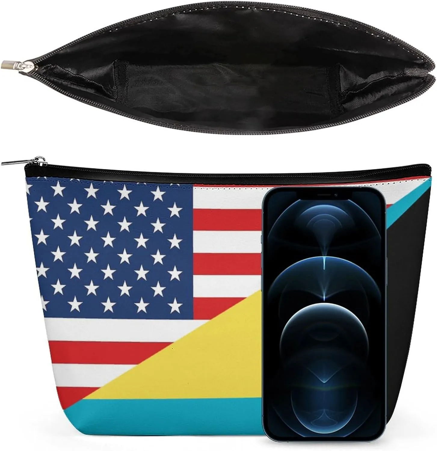 America Bahamas Flag Cosmetic Bag Travel Portable Makeup Bag Large Capacity Toiletry Bag Women Storage Bags-3