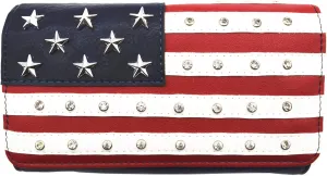 American Flag Stars and Stripes Western Country Purse Single Shoulder Bags Women Blocking Wristlet Wallet