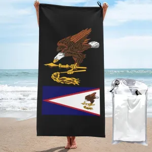 American Samoa Flag Emblem Beach Towel with Travel Bag 31.5"x63" Quick Dry Sand Free Lightweight Large Oversized Towels Light Vacation Essentials
