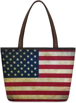 American Vintage Flag Tote Bag for Women Womens Handbags Tote Bag for Work Shopping Travel Beach