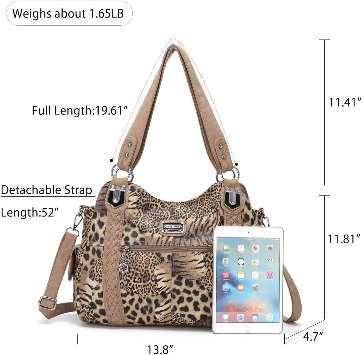 Angel Barcelo Roomy Fashion Hobo Womens Handbags Ladies Purse Satchel Shoulder Bags Tote Washed Leather Bag