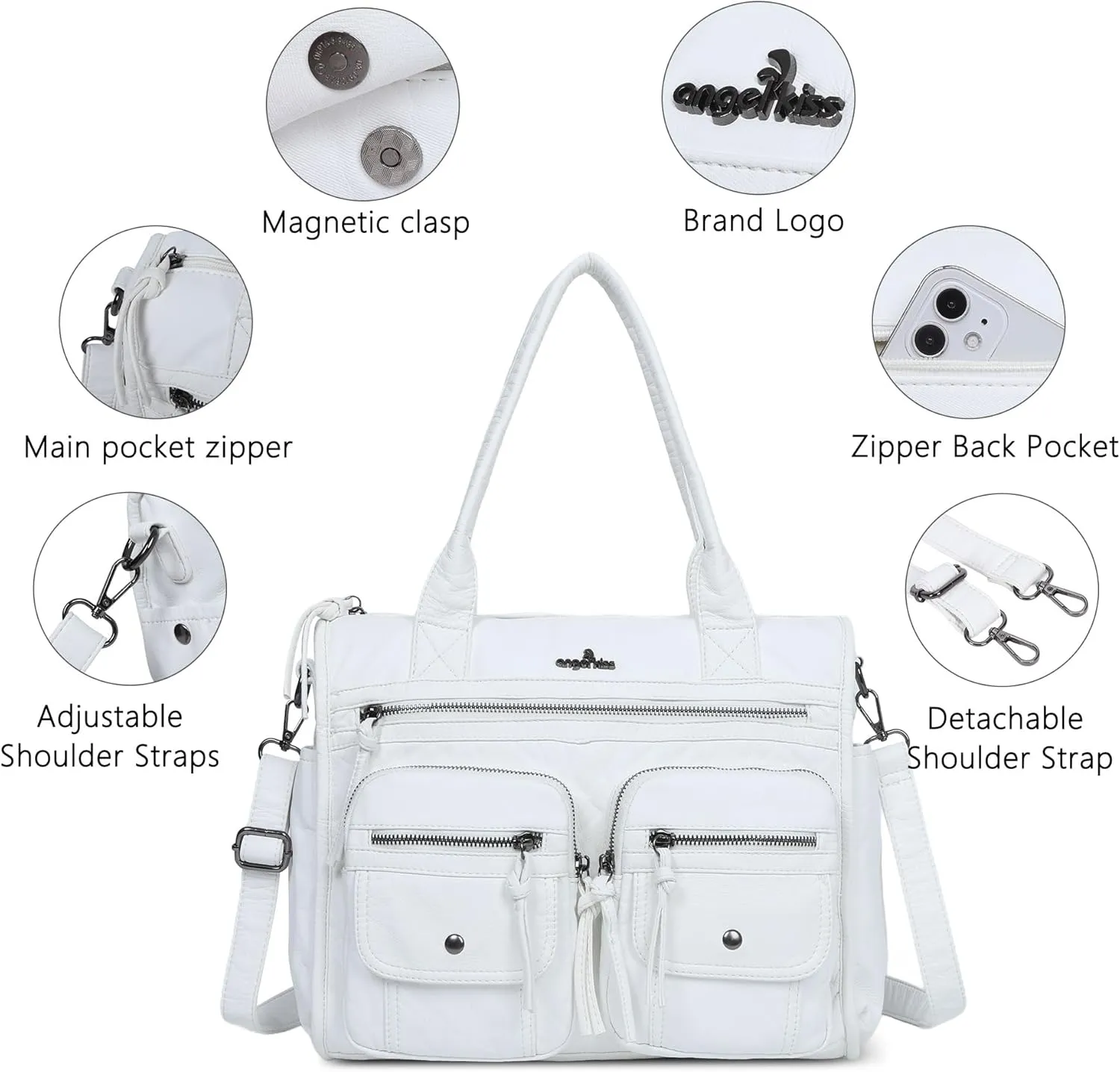 Angelkiss Purses and Handbag for Women Soft Leather Hobo Bags Satchel Shoulder Bags Ladies Tote Crossbody Bag