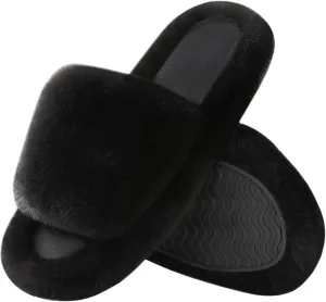 Ankis Comfy Women's Plush Slippers - Cute Chic Versatile Pretty Platform, Open Toe, Non-slip House Fluffy Fuzzy Slippers for Women Indoor Outdoor, All Seasons