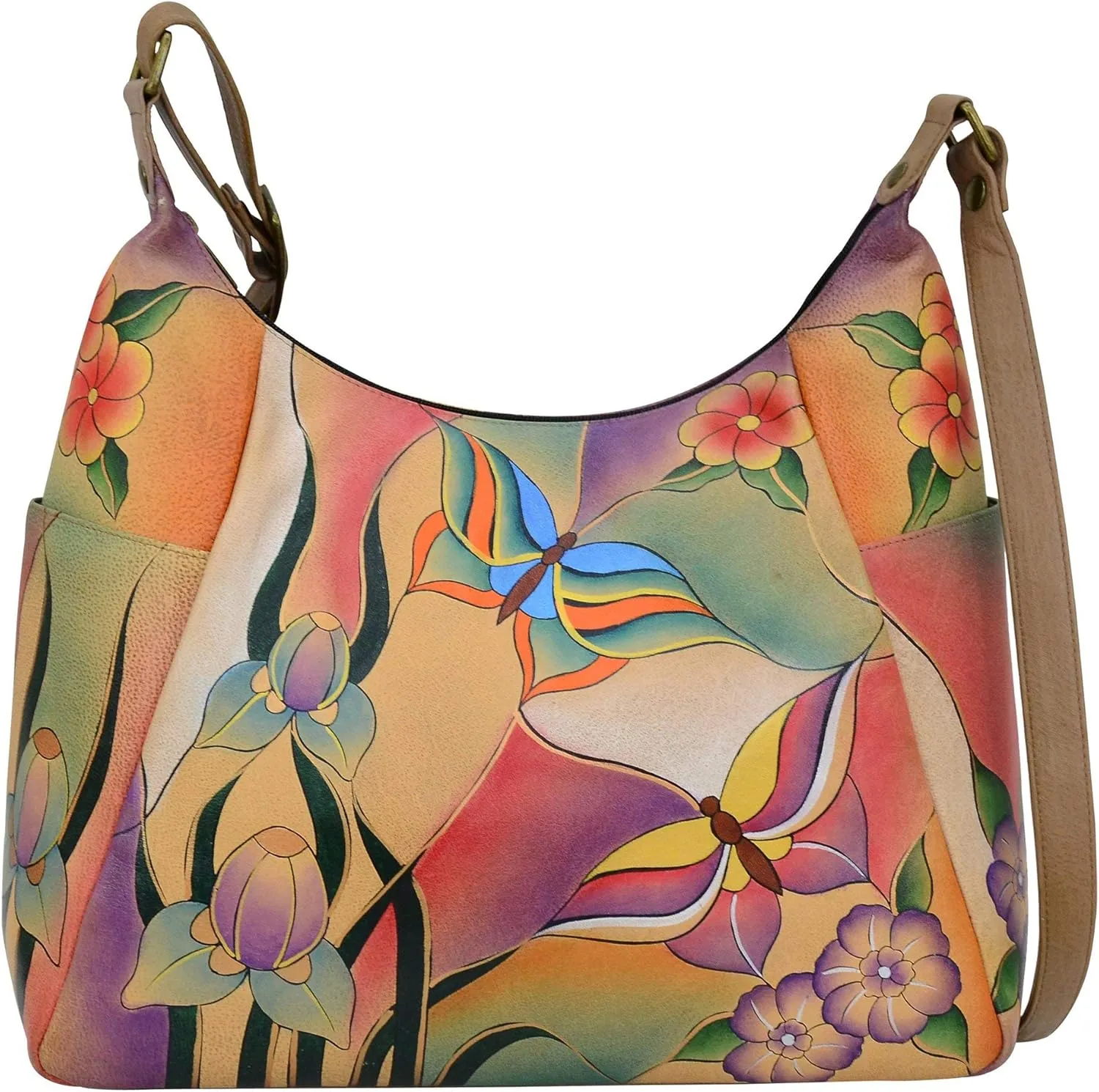 Anna By Anuschka Handpainted Large Multi Pocket Hobo
