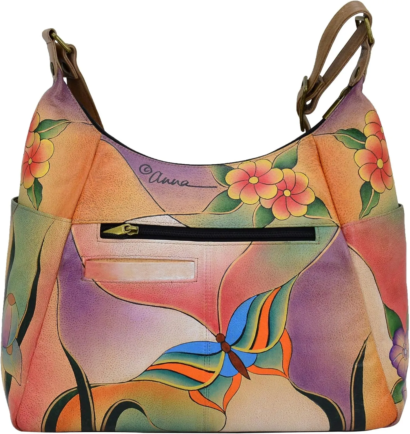 Anna By Anuschka Handpainted Large Multi Pocket Hobo