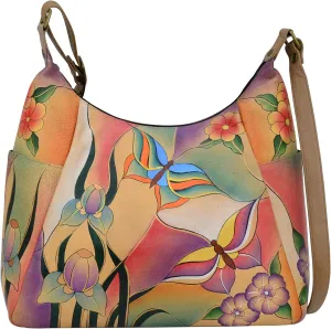 Anna By Anuschka Handpainted Large Multi Pocket Hobo