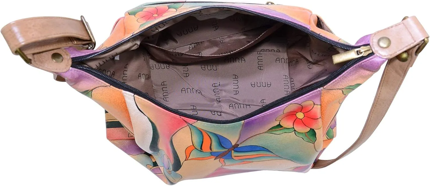 Anna By Anuschka Handpainted Large Multi Pocket Hobo