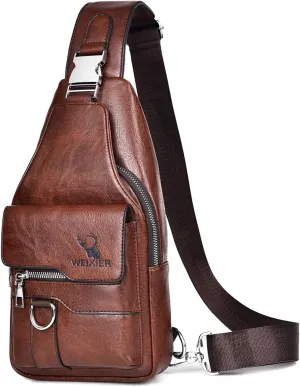 ANPTER Sling Bag for Men Crossbody Chest Bag Over the Shoulder Purse Casual Sling Backpack for Travel Hiking Cycling