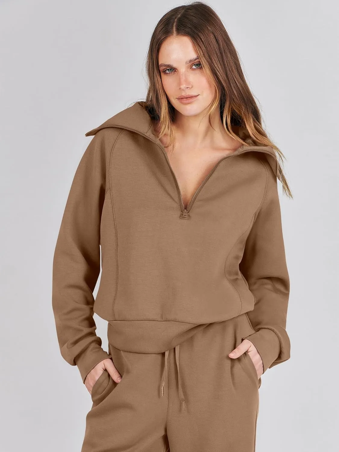 ANRABESS Women 2 Piece Outfits Sweatsuit Oversized Sweatshirt Sweatpants Tracksuit Sweat Lounge Matching Set 2025 Fall Trendy