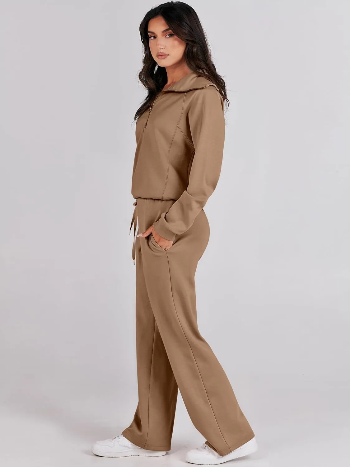 ANRABESS Women 2 Piece Outfits Sweatsuit Oversized Sweatshirt Sweatpants Tracksuit Sweat Lounge Matching Set 2025 Fall Trendy