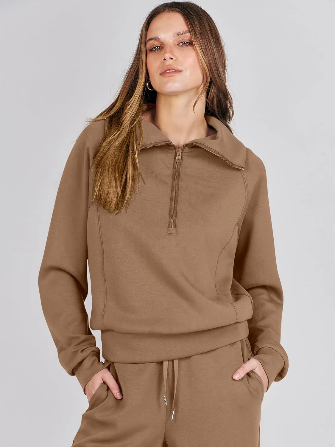 ANRABESS Women 2 Piece Outfits Sweatsuit Oversized Sweatshirt Sweatpants Tracksuit Sweat Lounge Matching Set 2025 Fall Trendy
