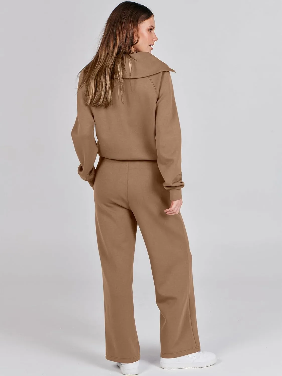 ANRABESS Women 2 Piece Outfits Sweatsuit Oversized Sweatshirt Sweatpants Tracksuit Sweat Lounge Matching Set 2025 Fall Trendy