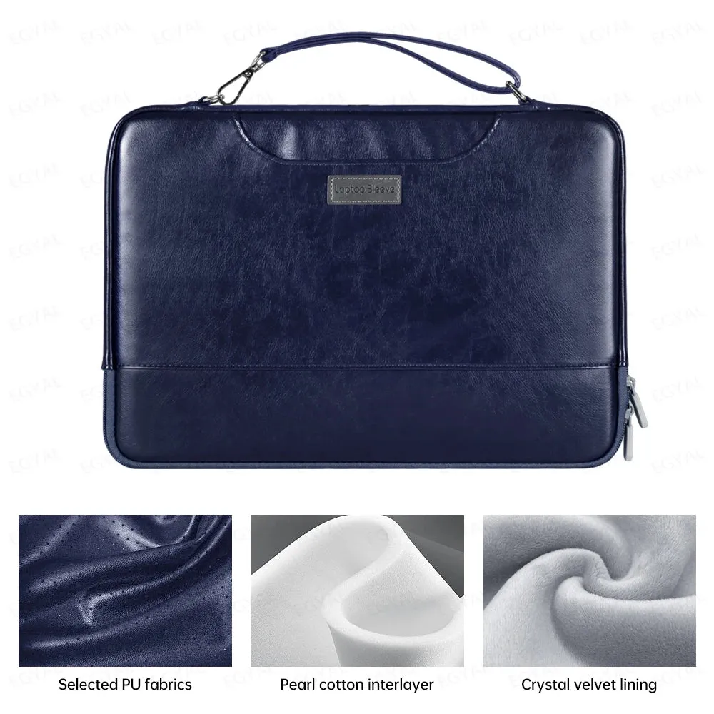 ANYPACK Laptop Handbag Brown Vegan Leather Sleek Protector Durable Lightweight For Travel And Work