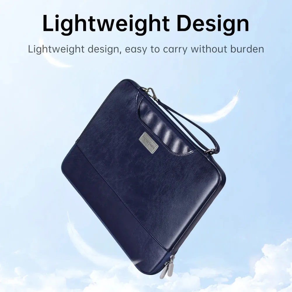 ANYPACK Laptop Handbag Brown Vegan Leather Sleek Protector Durable Lightweight For Travel And Work